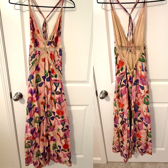 FARM Rio Fairies Sand Slip Multicolor Floral Midi Dress M - Picture 3 of 12